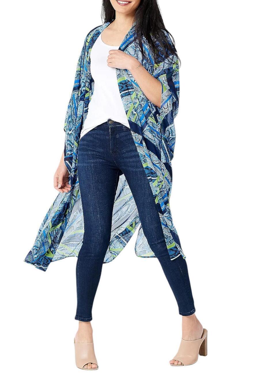 All Worthy Women's Hunter McGrady Printed Open Front Duster Navy - Regular